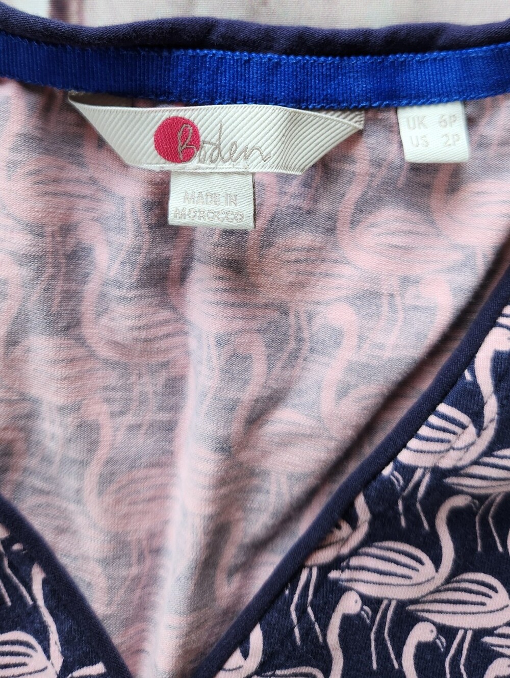 Boden Flamingo "Casual Jersey Day Dress" Navy Pink #J0118 | Women's Size 2P - Picture 6 of 11